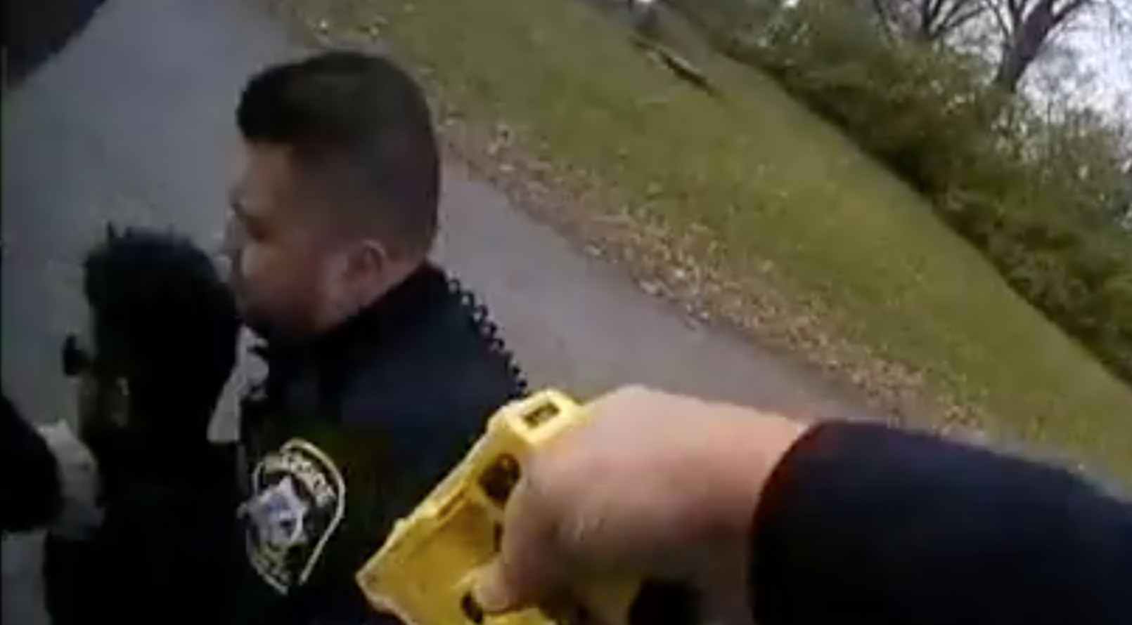 Body cam footage of officer hitting other officer with a TASER