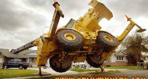 Funny crane crashs on house