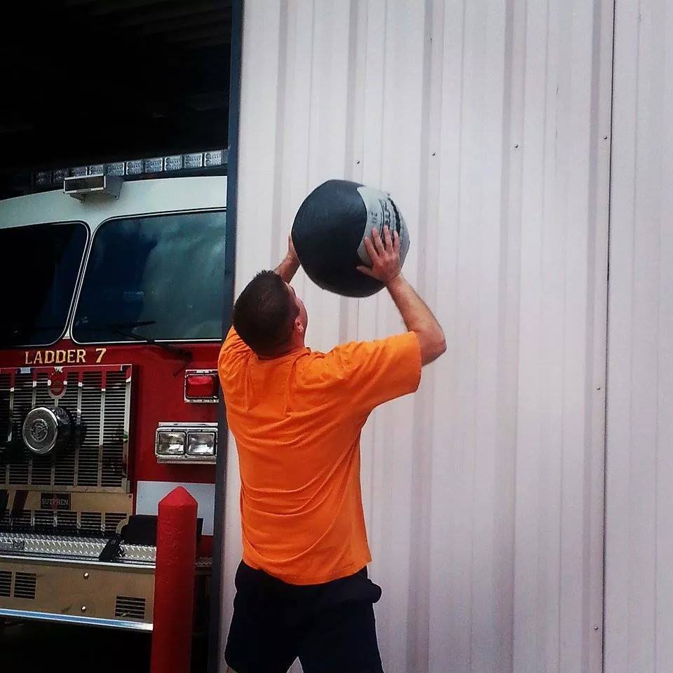 Firefighter working out
