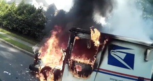 USPS fire on camera