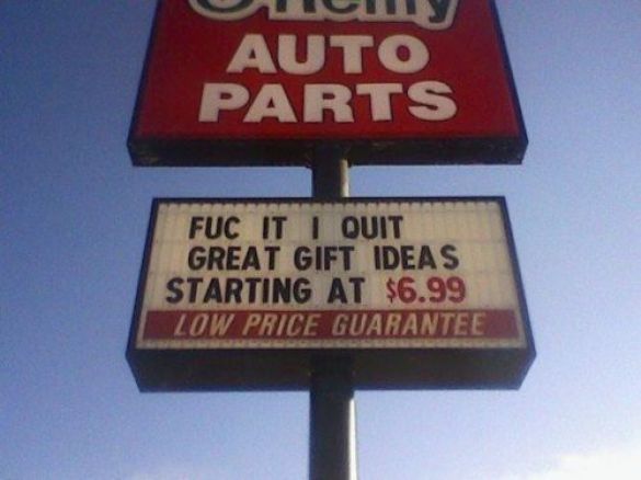 Funny auto store sign