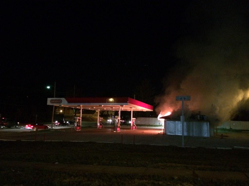 Gas station on fire